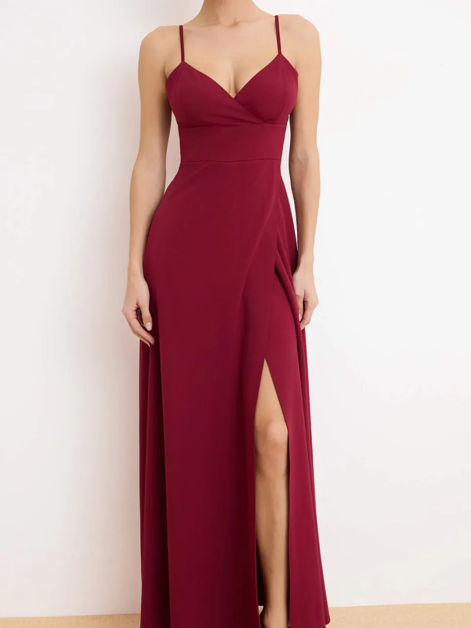 Trendyol TRENDYOLMİLLA Dames Bordeaux Effen Maxi Mouwloos Diploma-uitreiking / Gala Double-breasted Avond & Gala Jurk, foto 2