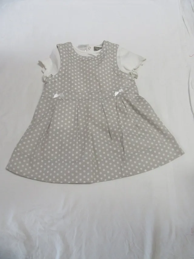 Wiplala Wiplal - Jurk+ T shirt- stip - taupe/ecru - 18 maand 86 Taupe , ecru
