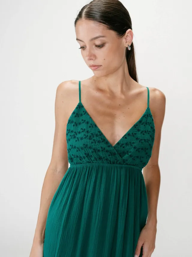 Grace & Mila maxi jurk broderie donkergroen, foto 2