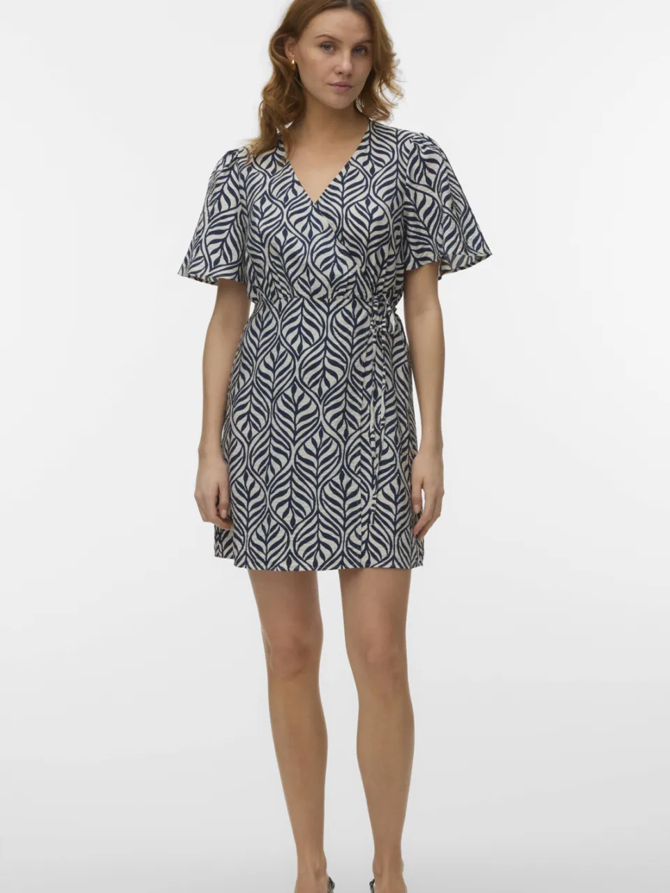 Vero Moda wikkel-/overslagjurk donkerblauw donkerblauw/beige, foto 4