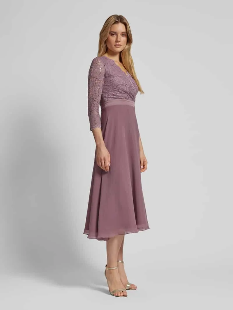 Swing Cocktailjurk met kant mauve, foto 3