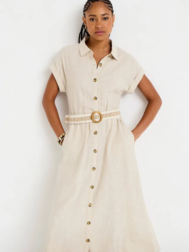 Cache Cache linnen blousejurk beige, foto 4