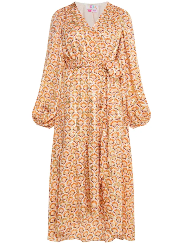 IZIA Maxi-jurk met print Dames Wol Wit Veelkleurig Gebroken wit
