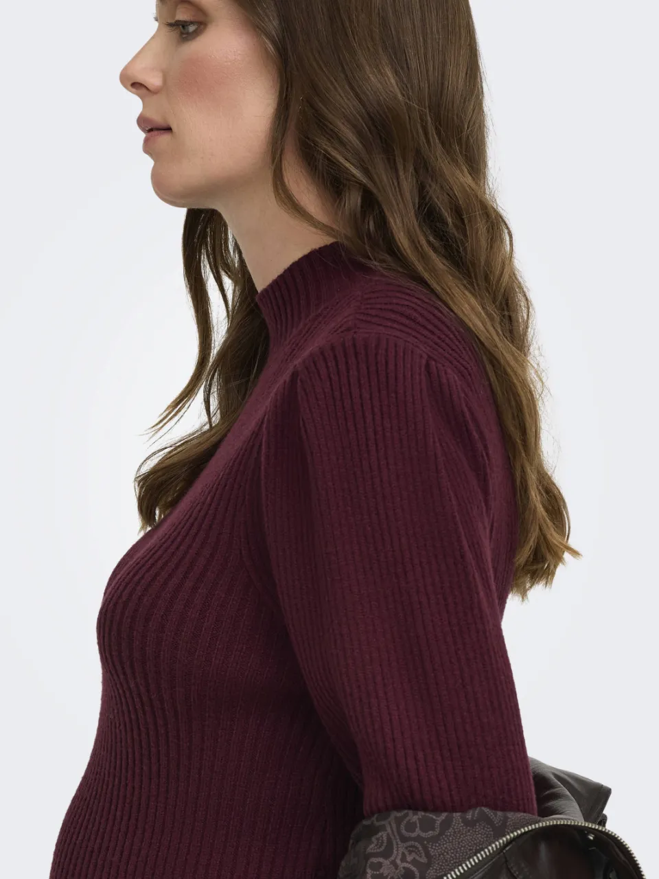 Only Maternity gebreide zwangerschapsjurk donkerrood, foto 8
