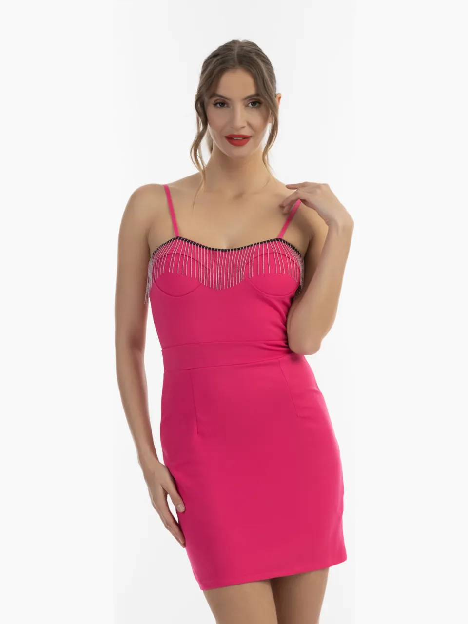Faina mini-jurk met parelketting details Roze