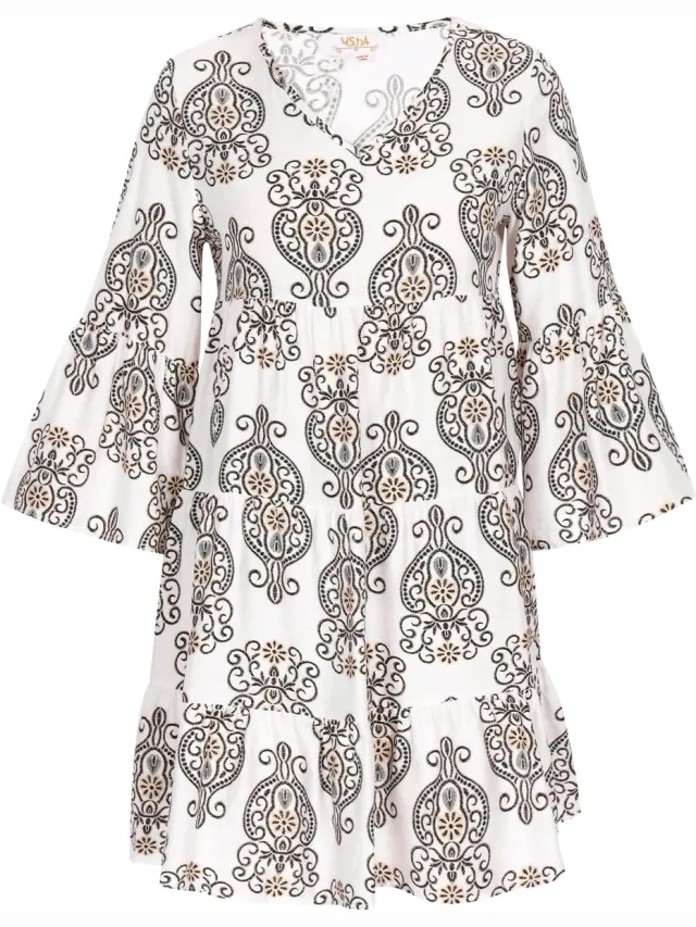 Usha Dress black offwhite