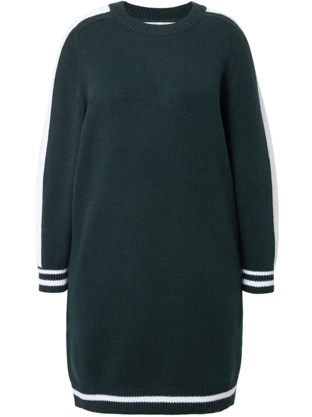 Studio Untold Dames - Gebreide jurk oversized lange raglanmouw - Middernacht groen - Maat 50+