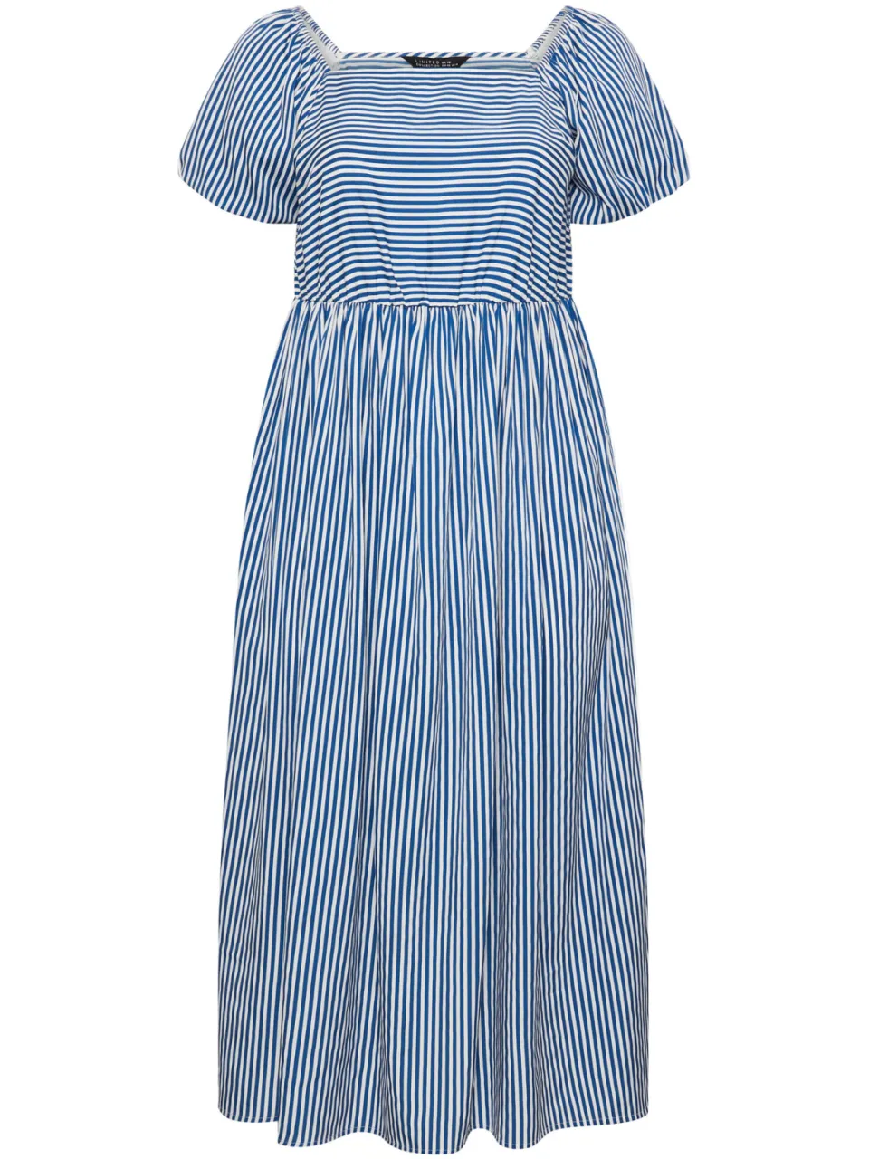 Limited Collection Blauwe Gestreepte Jurk Met Pofmouwen, foto 3
