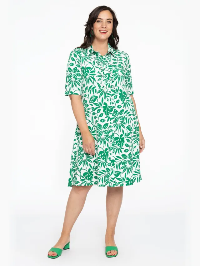 Yoek Blouse-jurk met ruches MYKONOS | Groen, foto 2