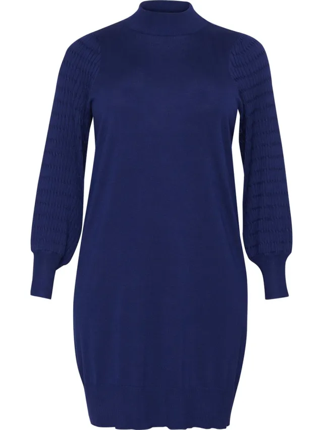 Kaffe Curve KClini Knit Dress Dames Jurk Beacon Blue