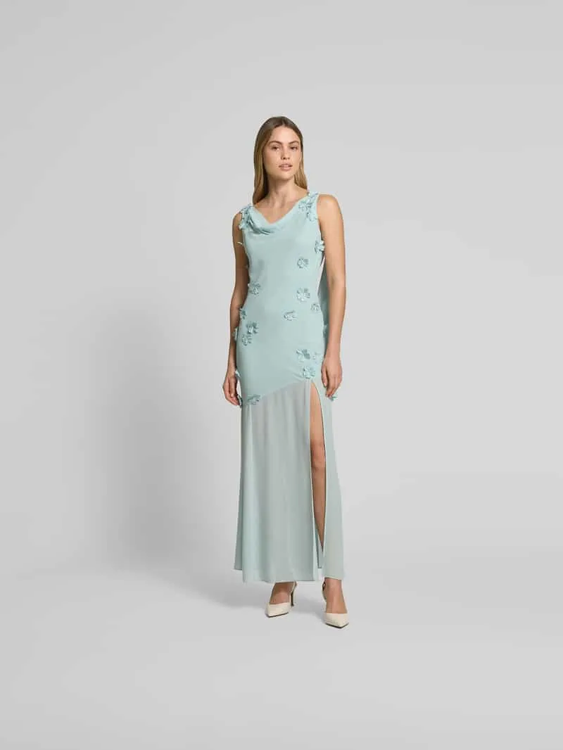Rotate Maxi-jurk met geborduurde bloemen Lichtblauw
