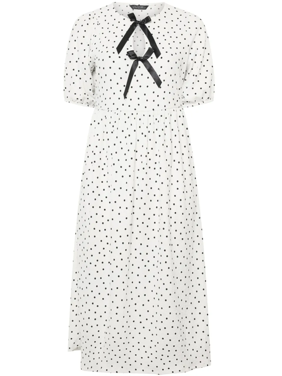 Limited Collection Ivoorkleurige Jurk Met Stippen En Strik-52, foto 4