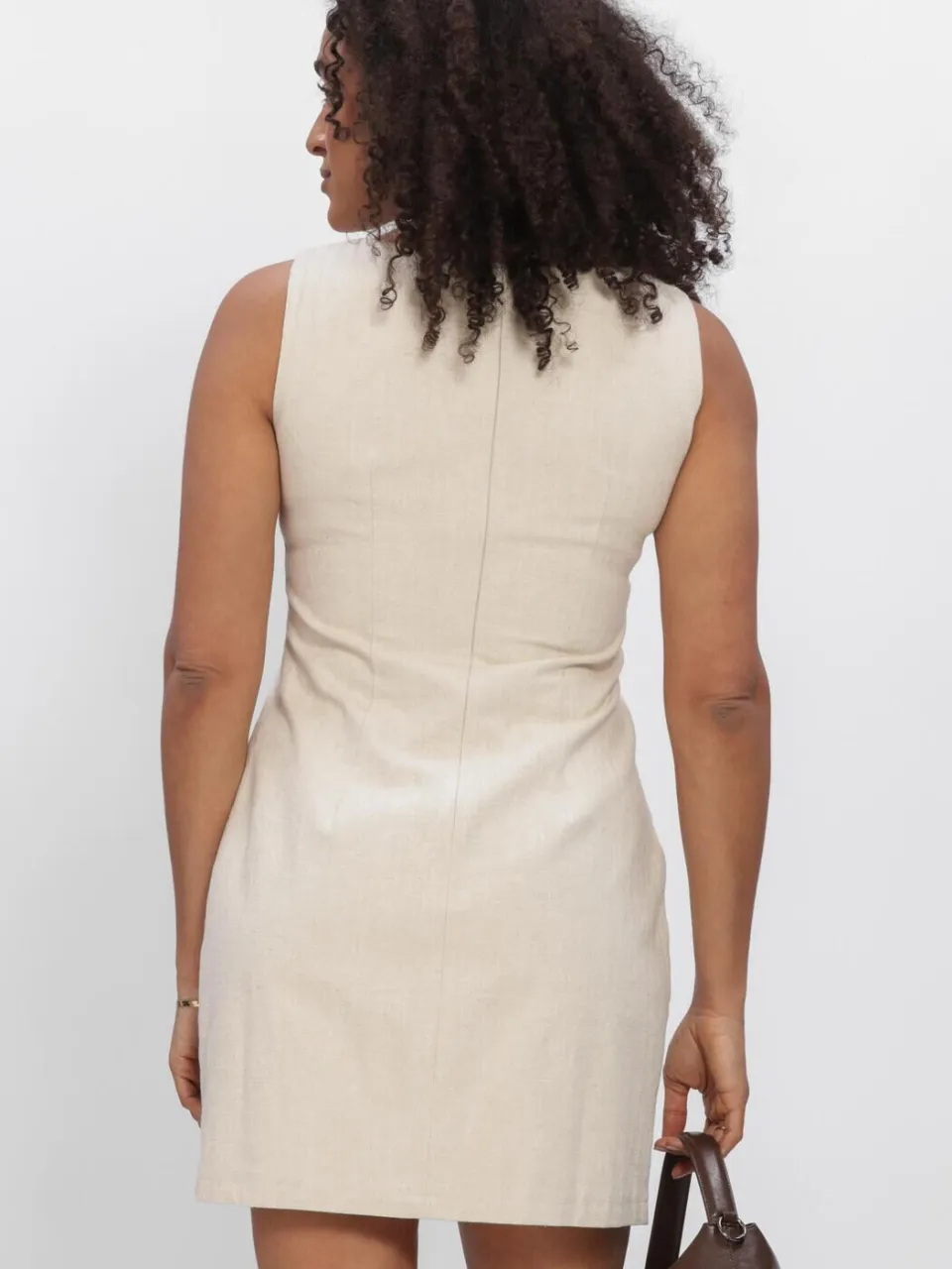 NEO NOIR Dames Jurken Bruna Ramie Dress - Ecru, foto 3