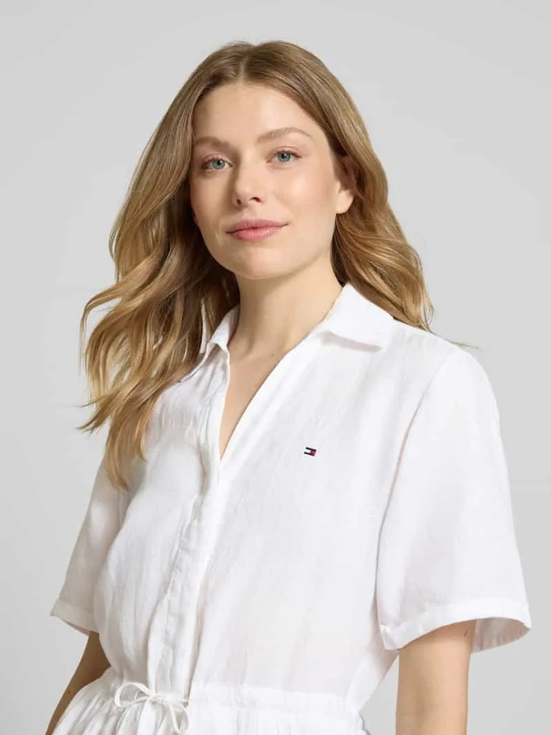 Tommy Hilfiger Uitlopende overhemdjurk van puur linnen wit, foto 5