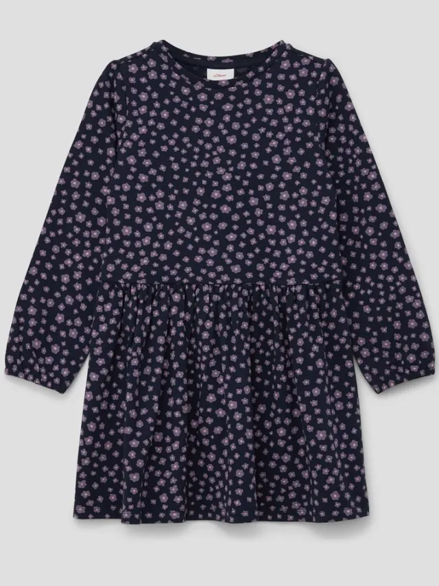S.Oliver female - Korte jersey jurk met print all-over navy