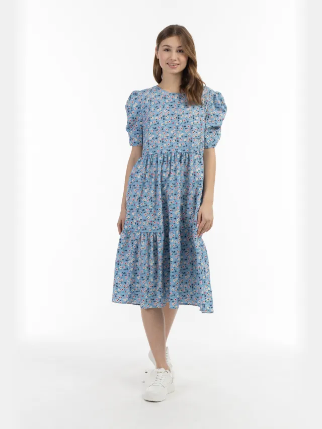 Mo myMo Midi Korte Mouw Jurk Blauw