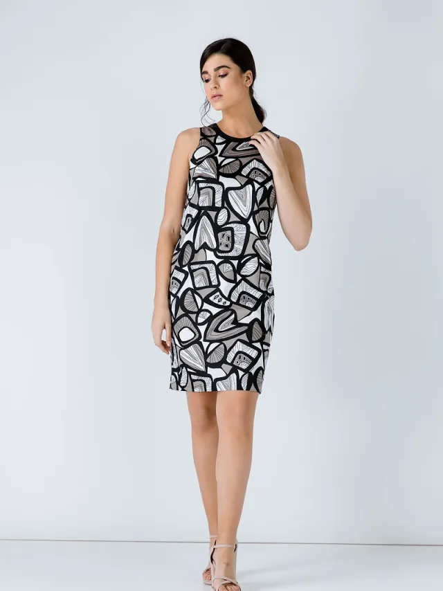 Conquista Mouwloze jurk met print Veelkleurig
