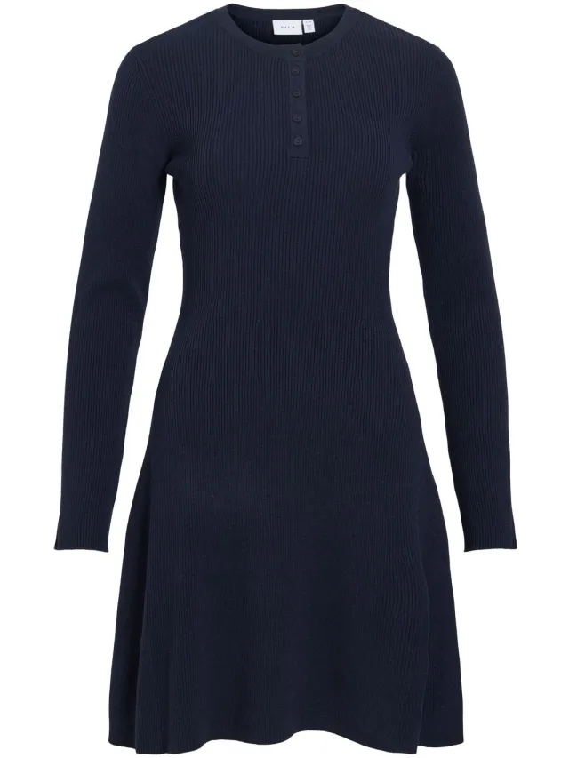 Vila Gebreide jurk VIKERRY kort Navy Blazer1
