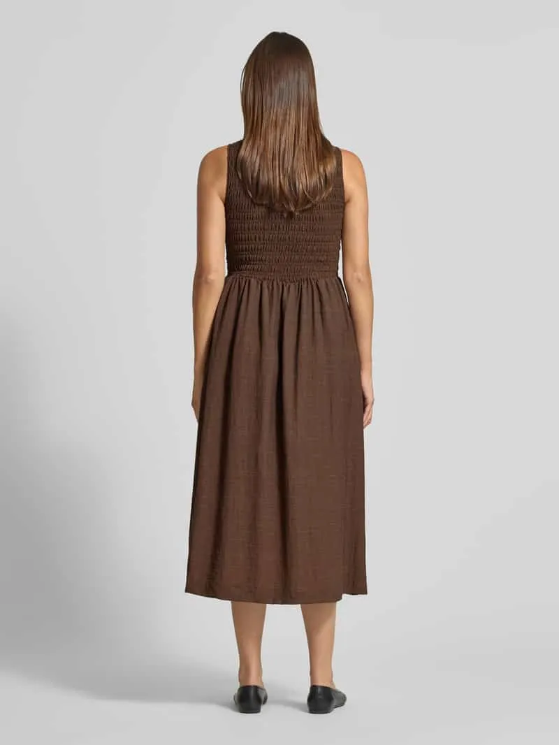 Jake*s Casual midi-jurk met smokelementen donkerbruin, foto 3
