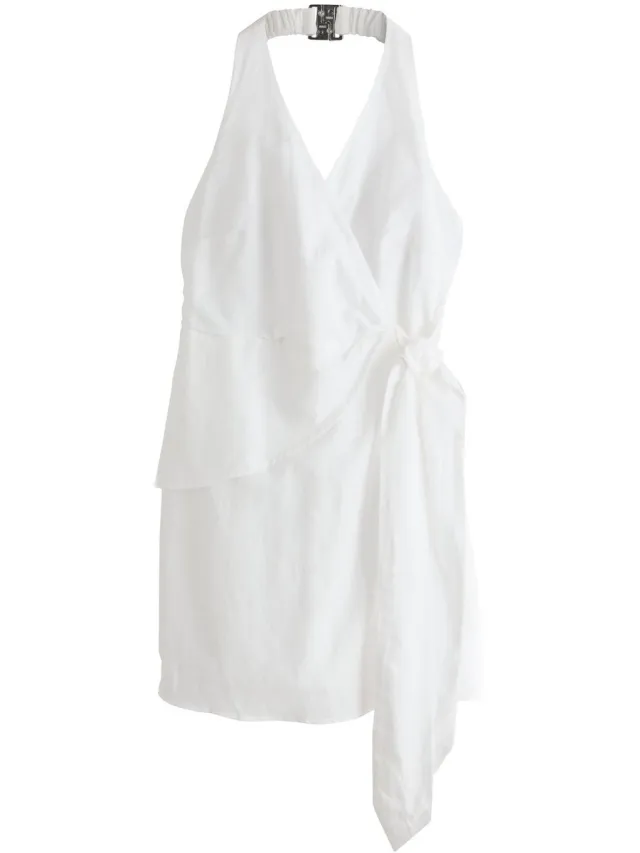 Next Dames - Mini-zomerjurkje met halternek en sjaal - Wit White