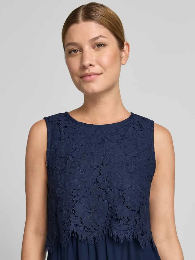 Vila Avondjurk met kant en ronde hals model 'MILINA LACE' marineblauw, foto 3