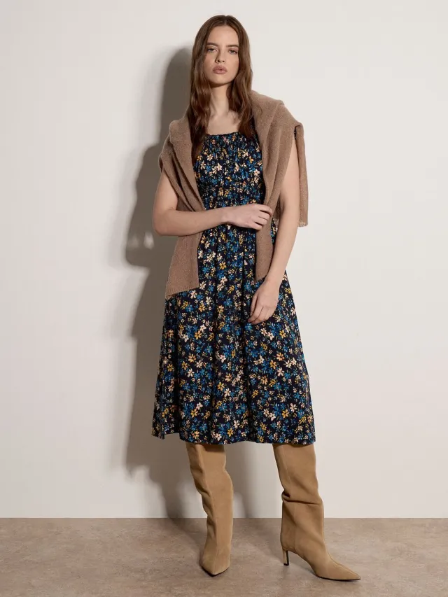 Apricot Midi-jurk met bloemenprint Blauw