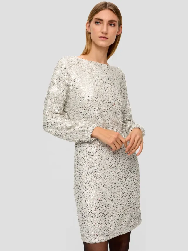 S.Oliver female - Elegante jurk met pailletjes ecru