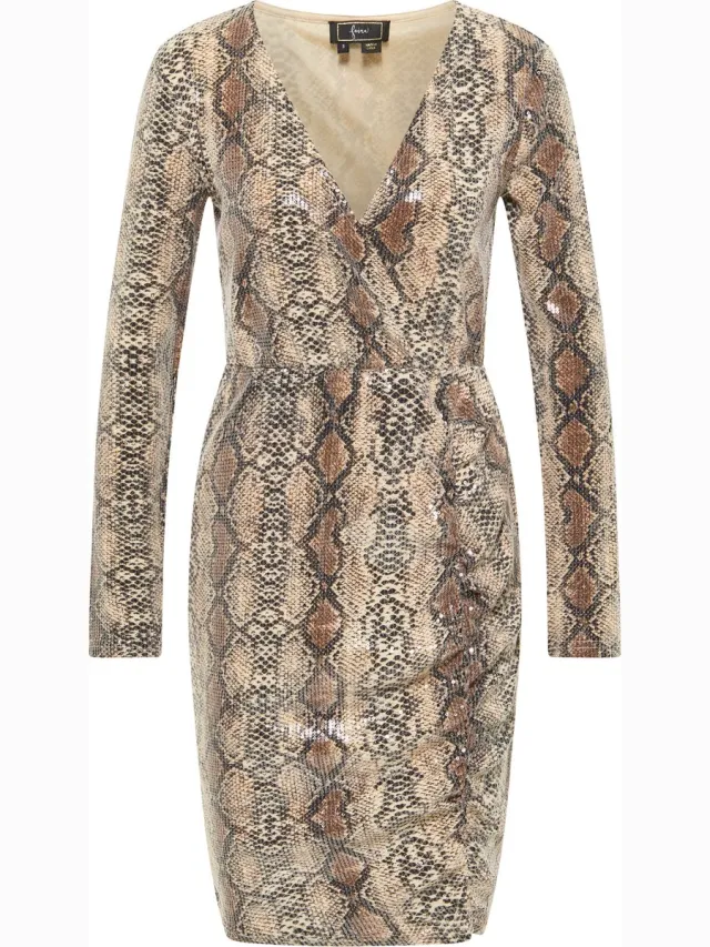 Faina Avondjurk met pailletten naemi beige