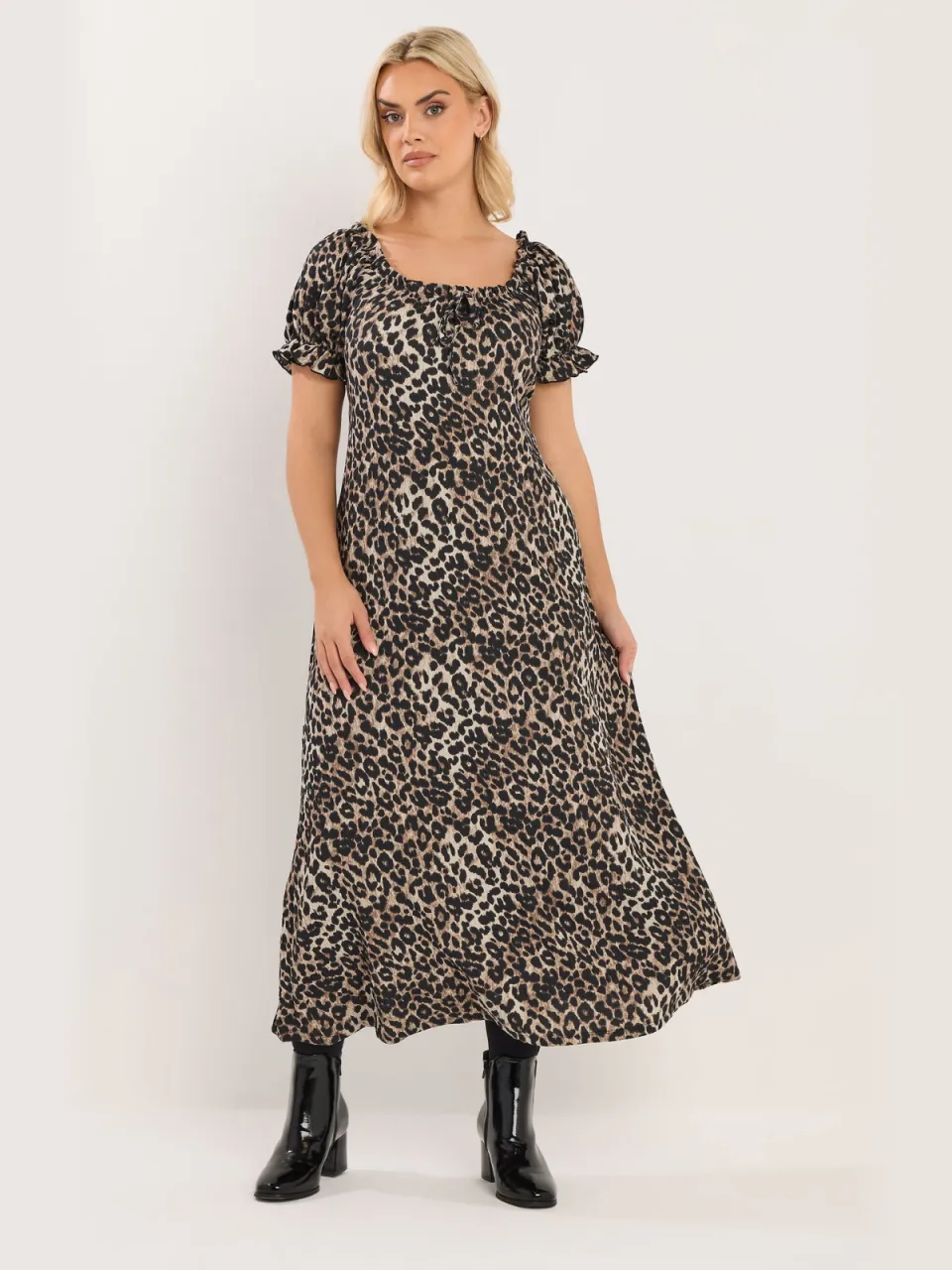 Yours Beige Bruine Luipaardprint Maxijurk Met Textuur, foto 2