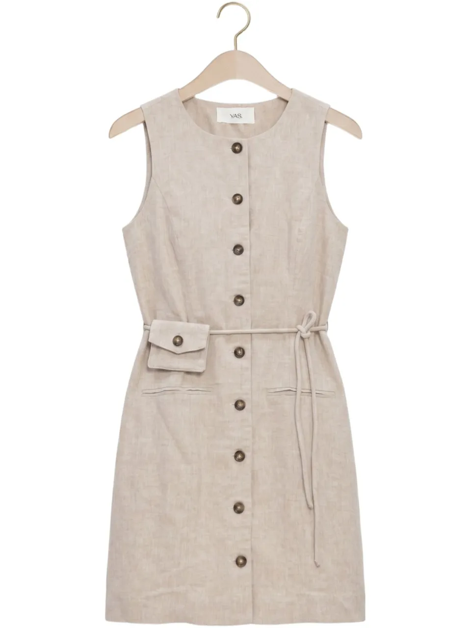 Y.A.S. YAS Dames Jurken Yasusuma Ls Linen Blend Dress - Beige, foto 2