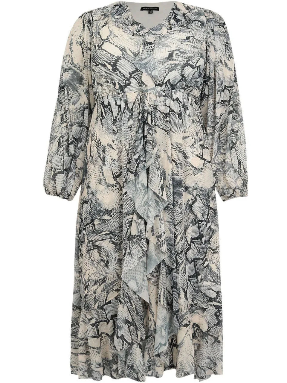 Yoek midi jurk Plus Size met slangenprint - grijs, foto 3