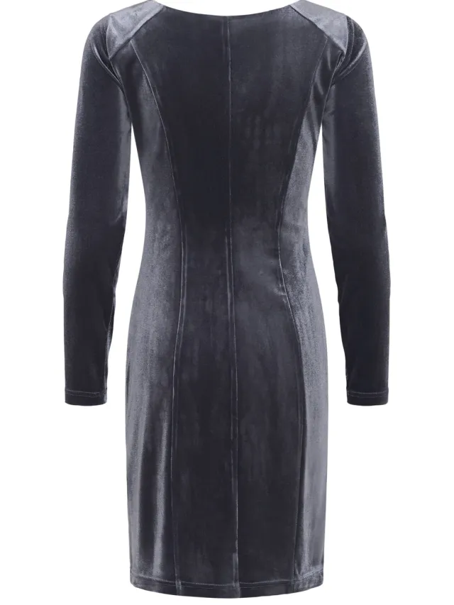 Kaffe velours korte jurk - blauw