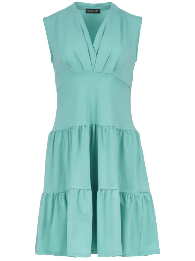 Conquista Mouwloze Jade Katoenen Jersey Jurk Mint