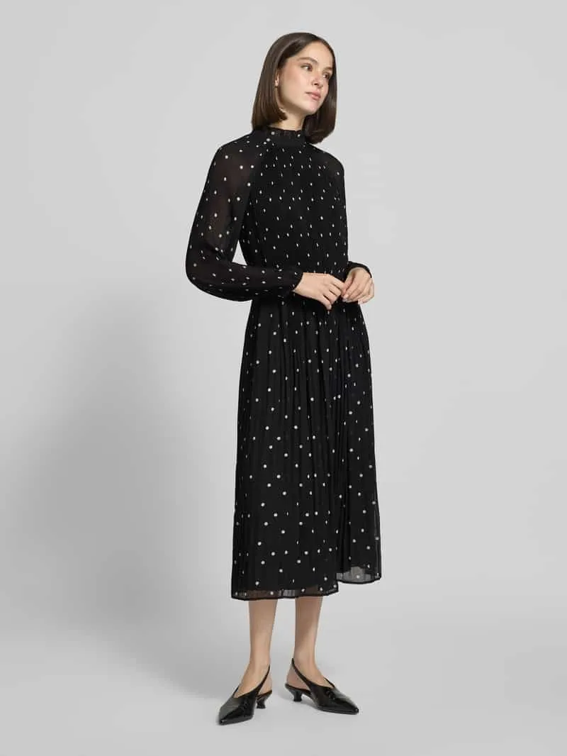 Comma Midi-jurk in all-over look met plissévouwen zwart, foto 3