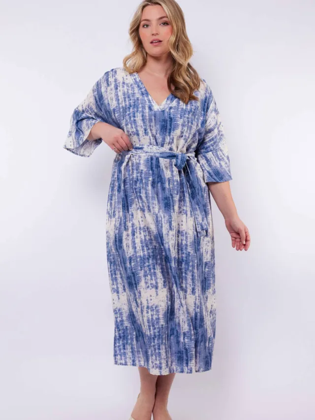 Exxcellent A-lijn jurk blauw blauw/wit