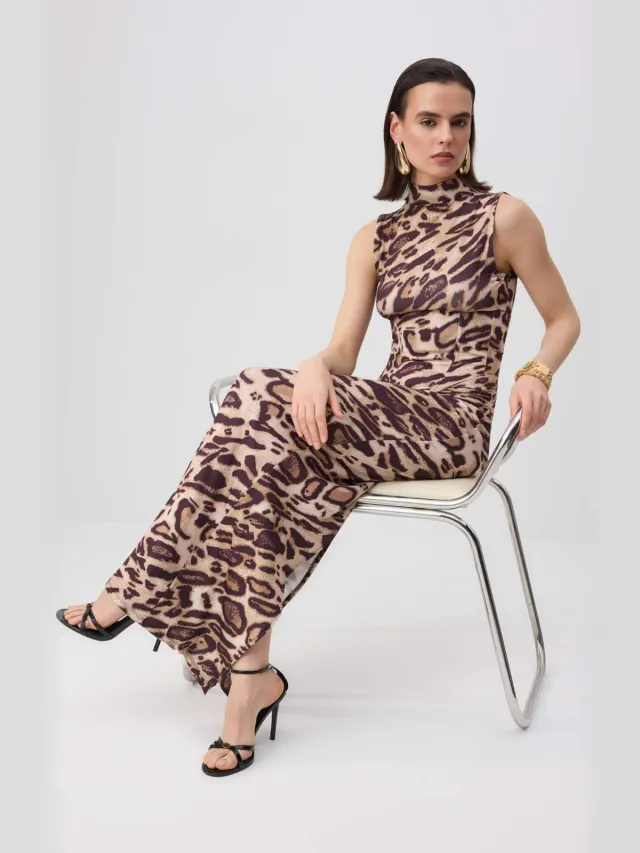Turkishsouq Platte, mouwloze maxi-jurk voor dames Bruin