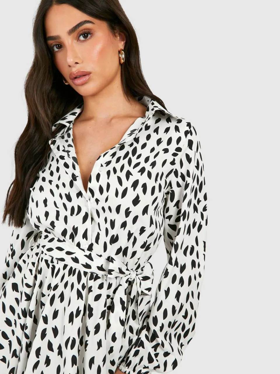 boohoo Dames Petite Skater Jurk Met Smudge Print wit, foto 4