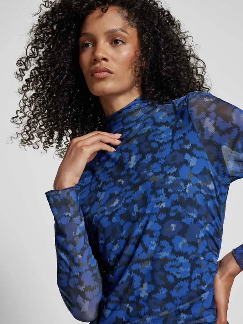 Milano Italy Maxi-jurk met opstaande kraag blauw, foto 3
