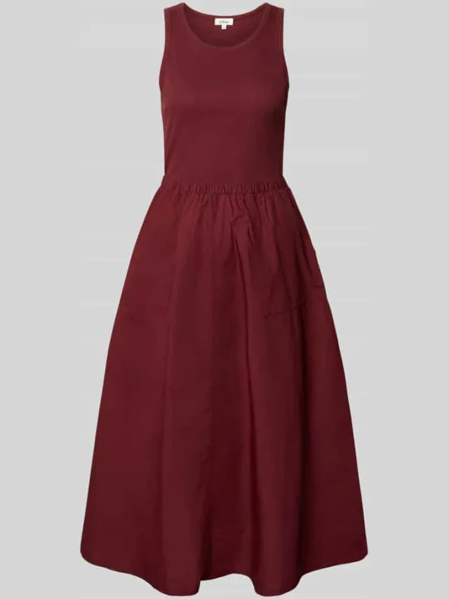 S.Oliver Fit-and-flare vrijetijdsjurk van puur katoen bordeaux, foto 2