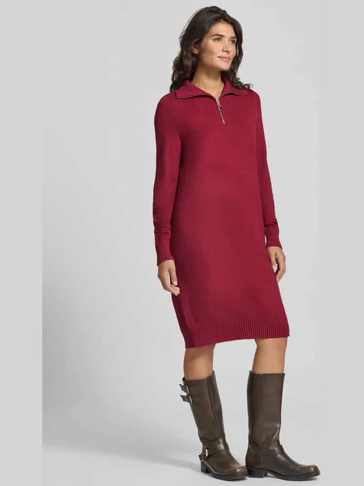 Christian Berg Woman Knie-lange jurk van pure viscose in tricotlook donkerrood gemêleerd, foto 4