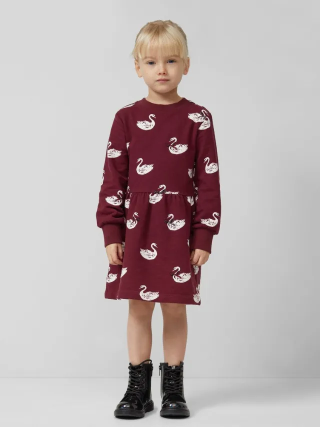 S.Oliver female - Behaaglijke sweatjurk met all-over print bordeaux