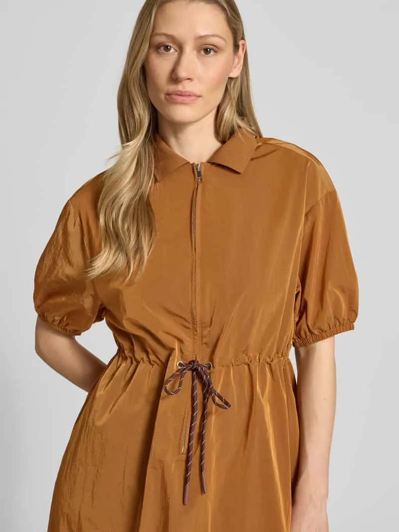Rich & Royal midi-jurk met korte ritssluiting en trekkoord bij de taille cognac, foto 4