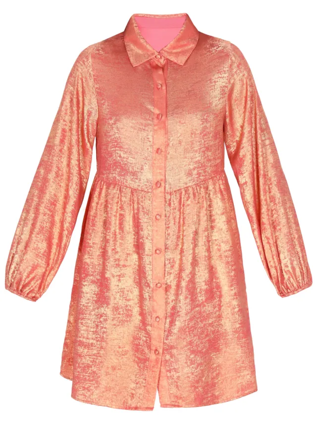 Faina jurk vrouwen roze metaal, foto 2