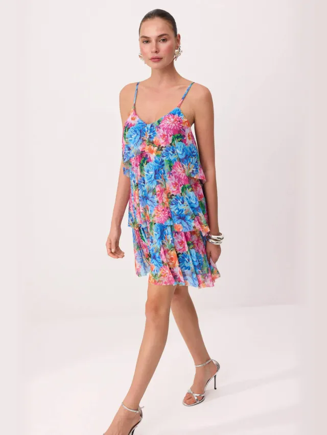 Trendyol TRENDYOLMİLLA Dames Meerkleurig Bloemen Kort / Mini Mouwloos Stijlvol/Avond A-lijn Jurken Veelkleurig