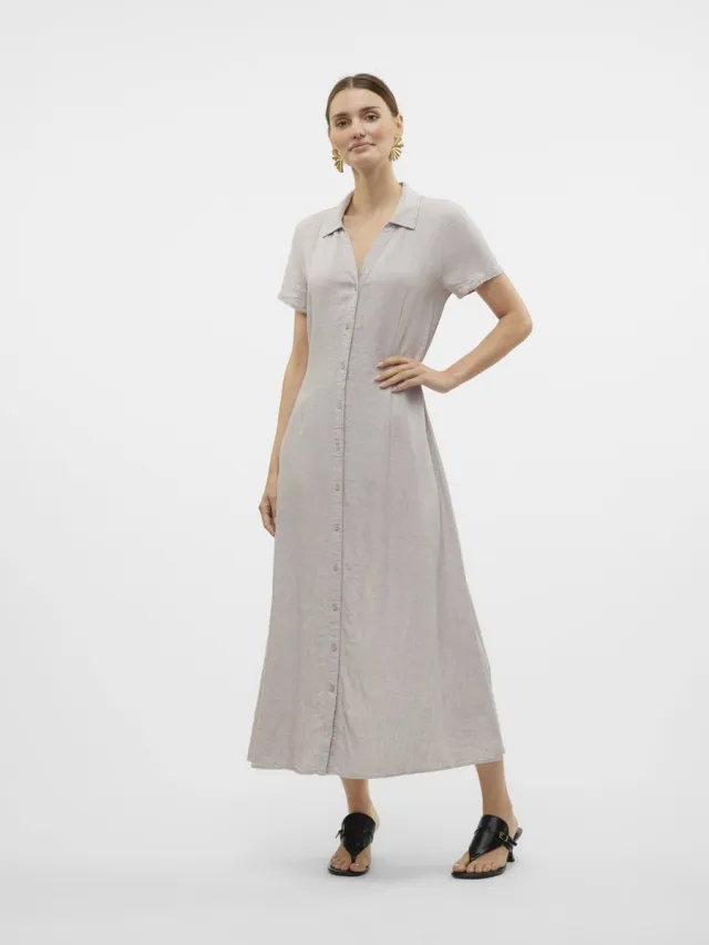 Vero Moda VMLINN SS 7/8 VOLUME DRESS WVN - Dames - Maxi jurken Moon Rock
