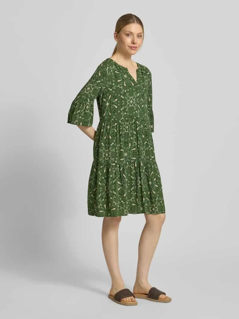 Christian Berg Woman Selection relaxed fit mini-jurk van pure viscose olijfgroen, foto 3