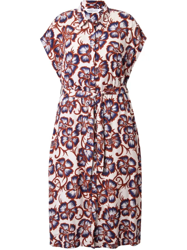 Studio Untold Dames - Maxi-jurk oversized bloemenprint - Grijsbeige - Maat 54+