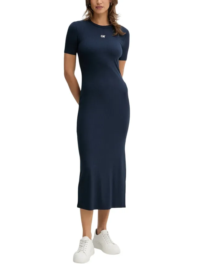 Calvin Klein Lange Jurk Calvin Klein Jeans A - MODAL RIB SS DRE LV044C902G Blauw