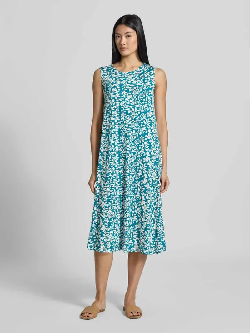 ZABAIONE relaxed fit midijurk van viscosemix model 'Paisley' Petrol