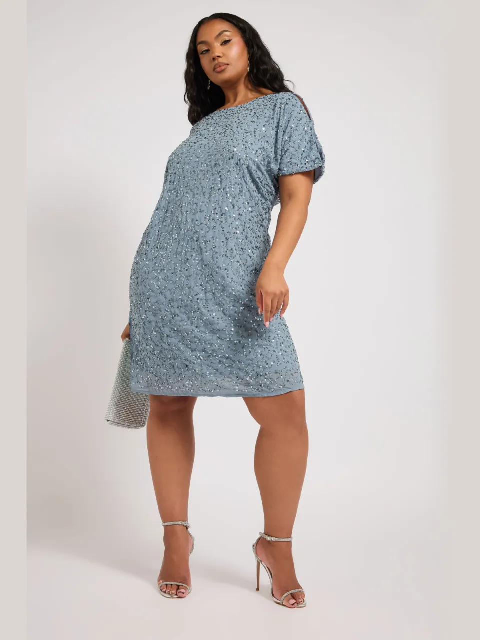 Luxe: Ultimate Embellishment Luxe Shiftjurk Met Versiering & Capemouwen In Lichtblauwsize 52 blauw, foto 2